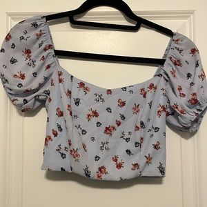 Blue Floral Crop
